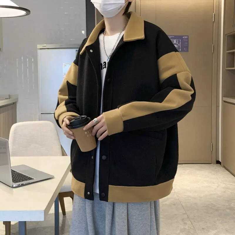 Куртки мужские пэчворк со вставками верхняя одежда осень-зима в Корейском стиле