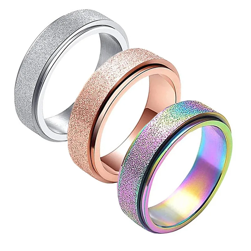 

Anxiety Ring For Women Spinner Fidgets Rings Stainless Steel Rotate Freely Spinning Anti Stress Accessories Jewelry 2022 Gifts
