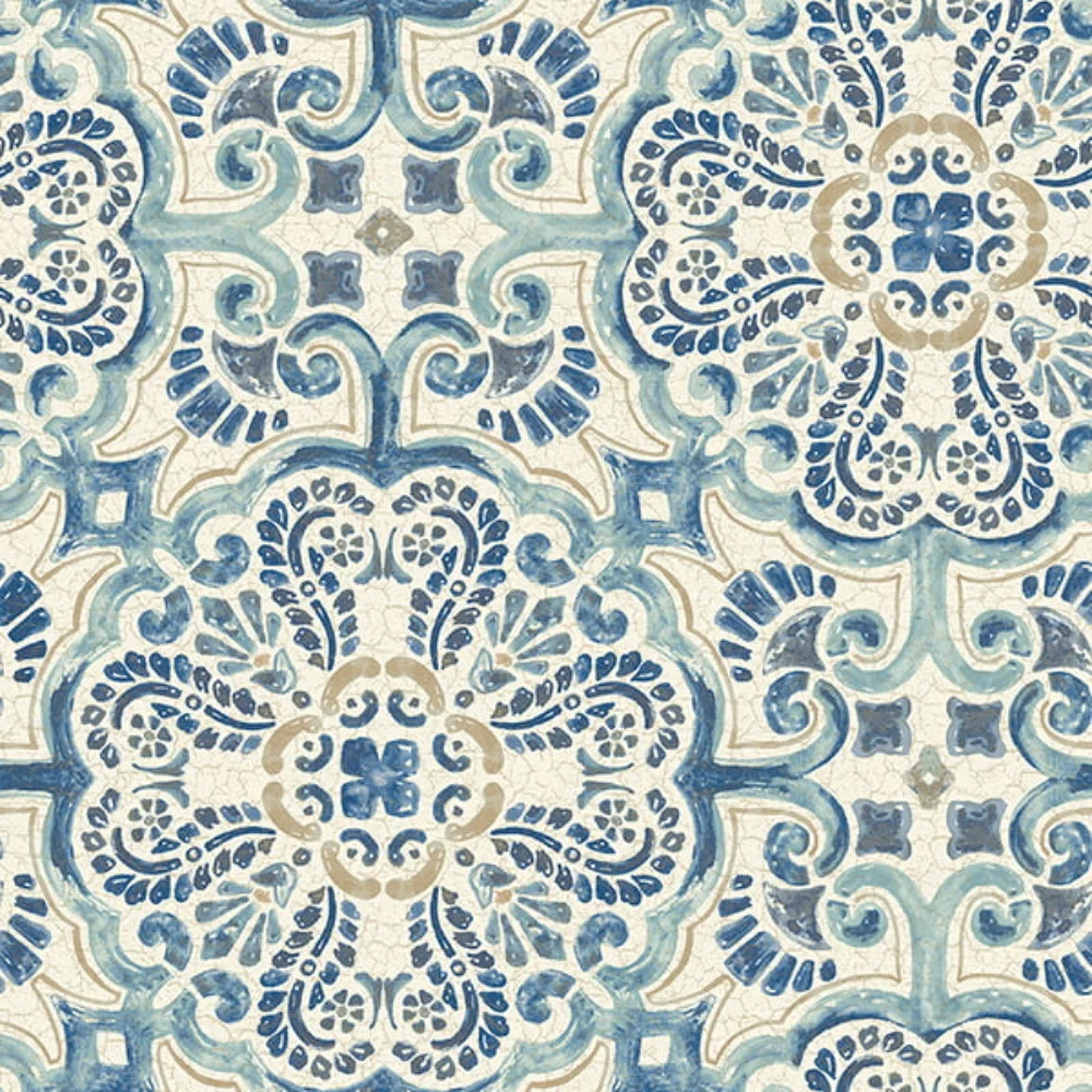 

OIMG Blue Florentine Tile Peel & Stick Wallpaper