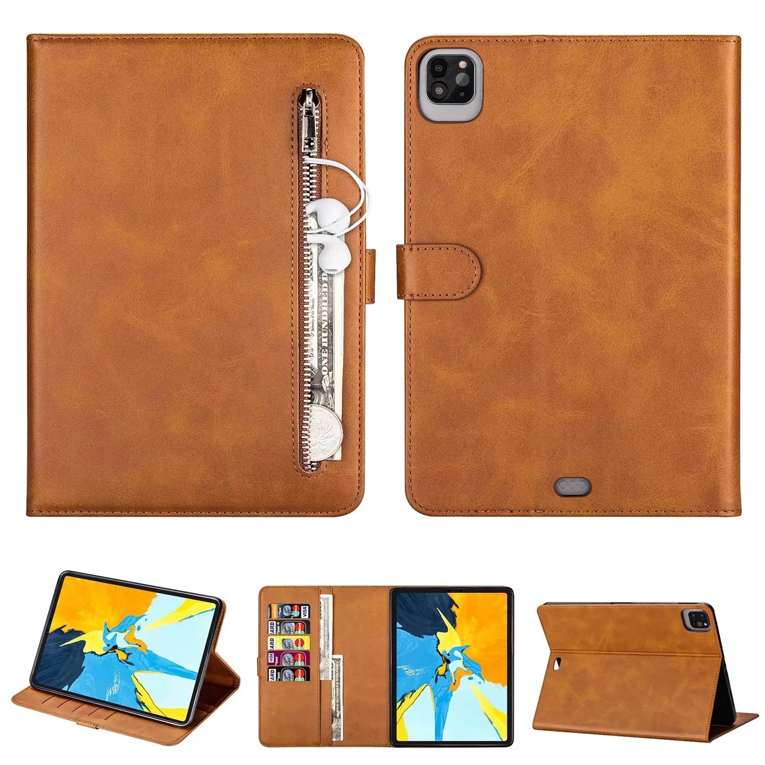 

Case for iPad 9.7 2017 2018 A1954 A1893 Premium Business Leather Stand Folio with Card Slot for iPad Air 2 Air 1 Funda Cover+pen
