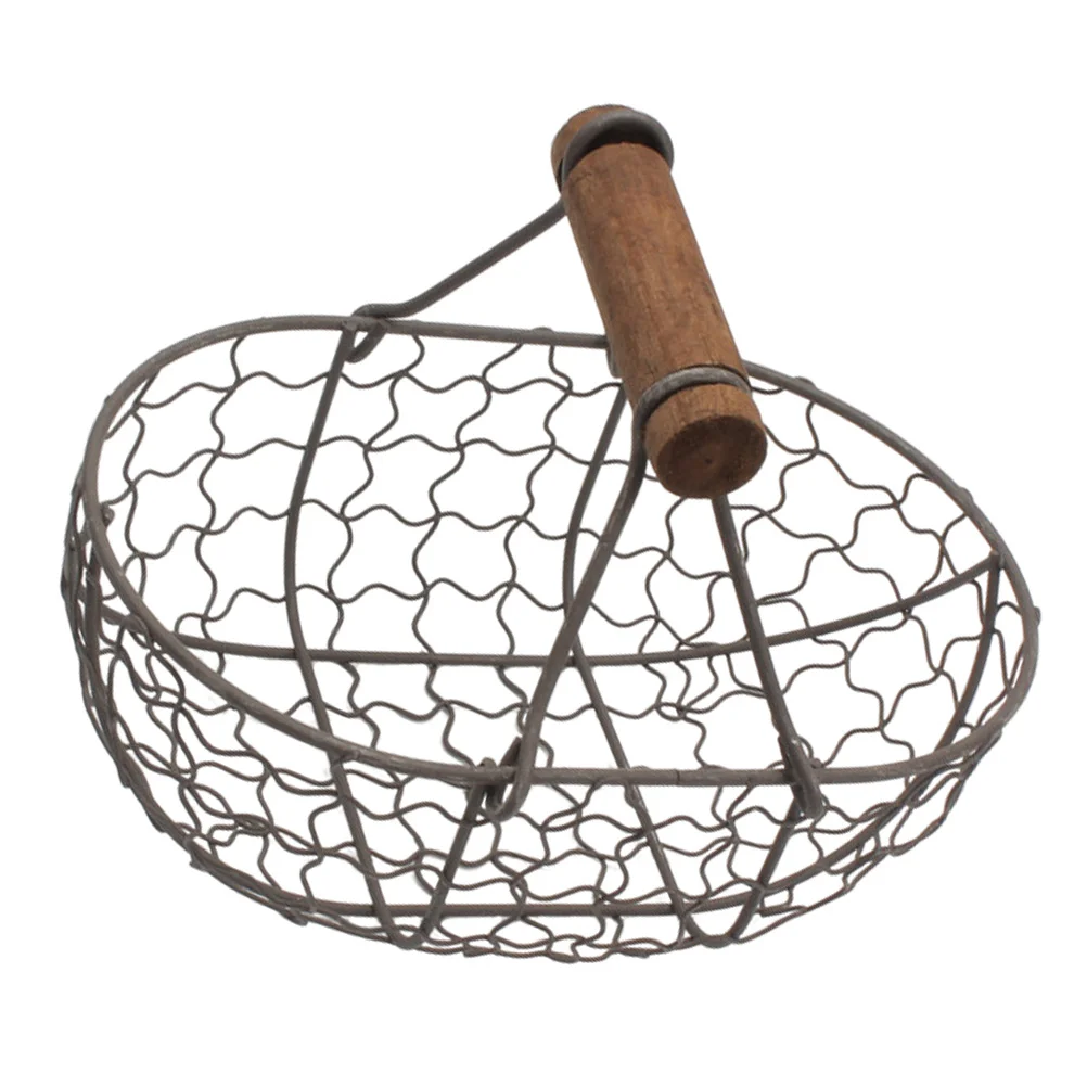 

Basket Egg Wire Storage Fruit Metal Baskets Holder Eggs Bowl Fresh Chicken Gathering Countertop Bread Container Kitchen