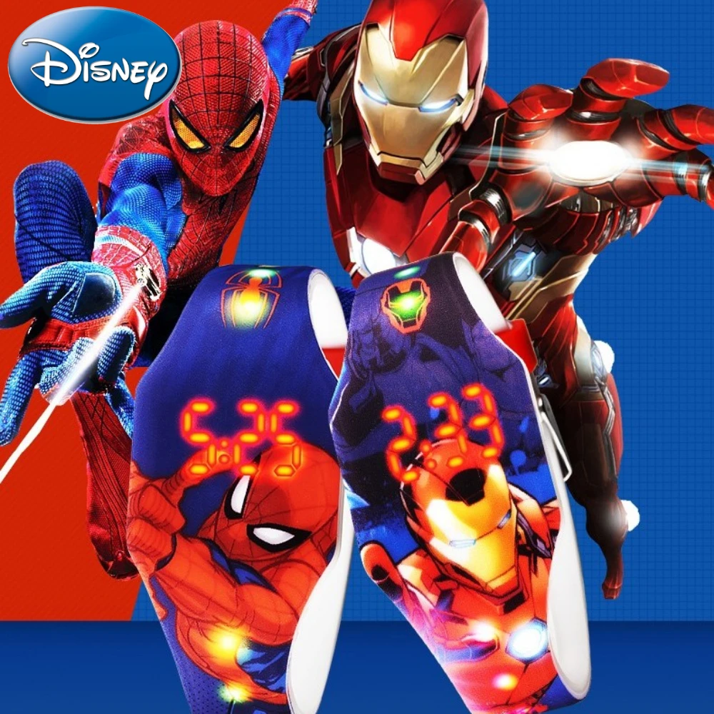 Marvel Colorful Flash Watch Silicone Material LED Digital Display Time Iron Man Frozen Spiderman Girl Boy Clock Relogio Masculin