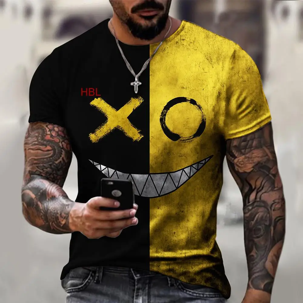 

Xo Summer Devil Retro Casual Street Men's T-shirt 3D0 Collar Fashion Men Print Top Short Sleeve