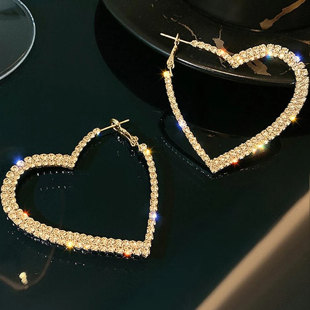 Блестящие серьги-кольца в форме сердца для женщин и девочек от 17 км