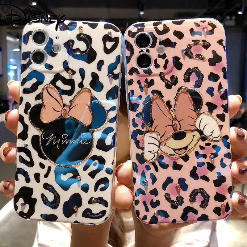 

Disney for iPhone 12 12 Pro Cartoon cute Anti drop Leopard Print Phone Case for iPhone 11 Pro Max X XS XR 7 8 plus Cover
