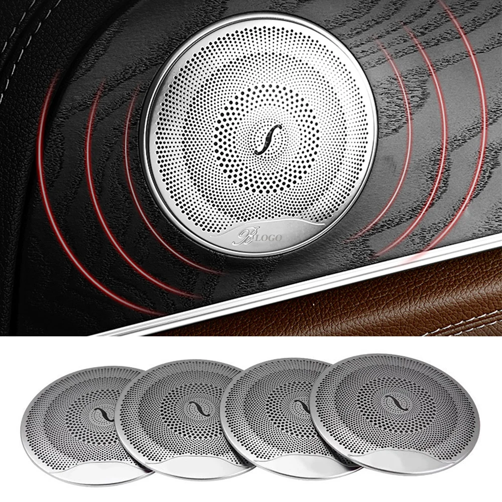 

4Pcs For Mercedes Benz AMG C E Class W205 W213 GLC Car Door Audio Speaker Decor Cover Loudspeaker 3D Trim Sticker Auto Styling
