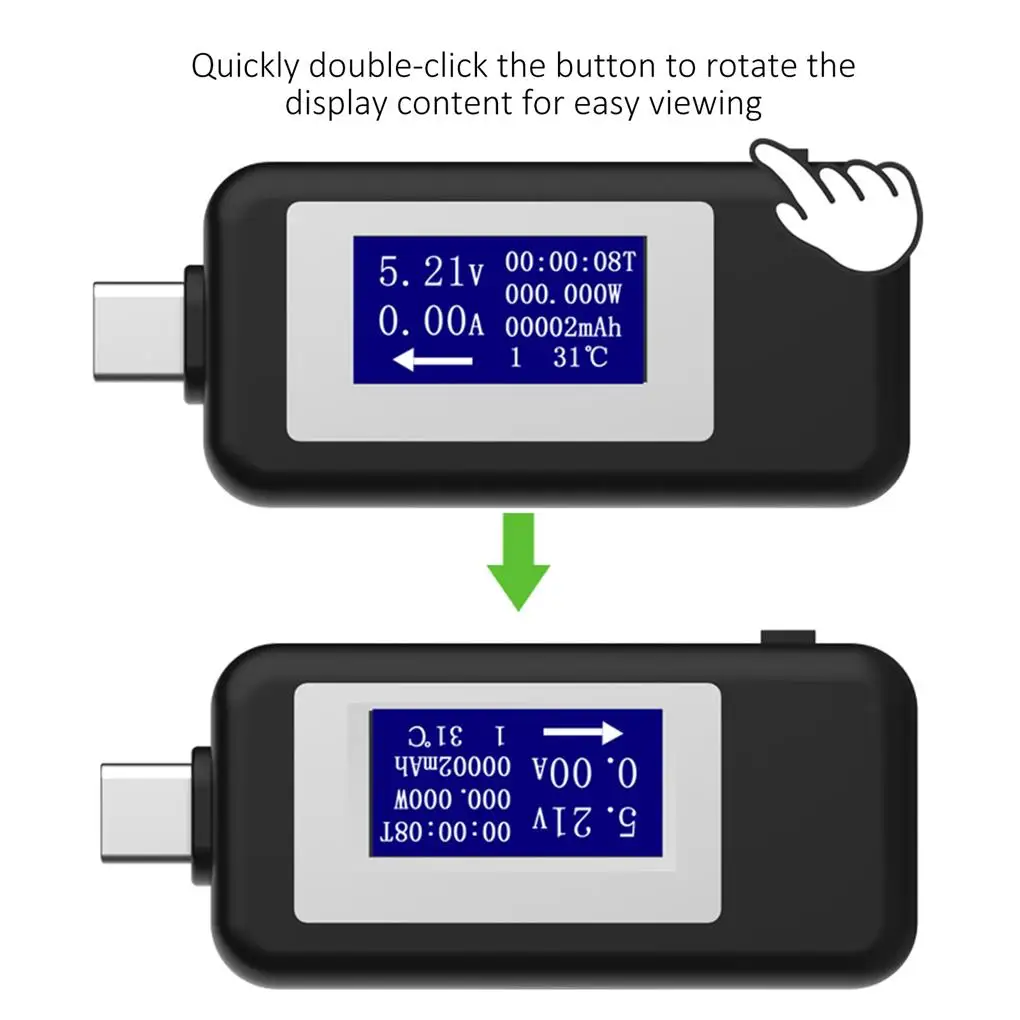 

LCD Display USB Type-C Tester 0-5 1A Current 4-30V Voltage Home Use