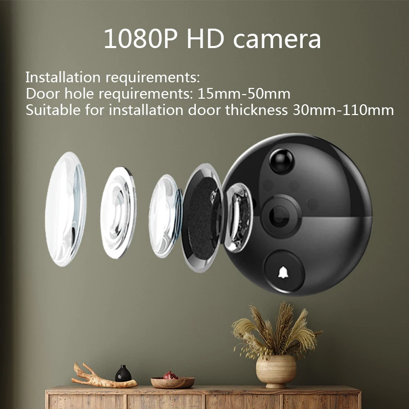 WIFI Smart 1080P Cat Eye Doorbell 4.3 Inch Tuya Video Peephole Camera Doorbell Night PIR Motion Smart Home Security Protection enlarge