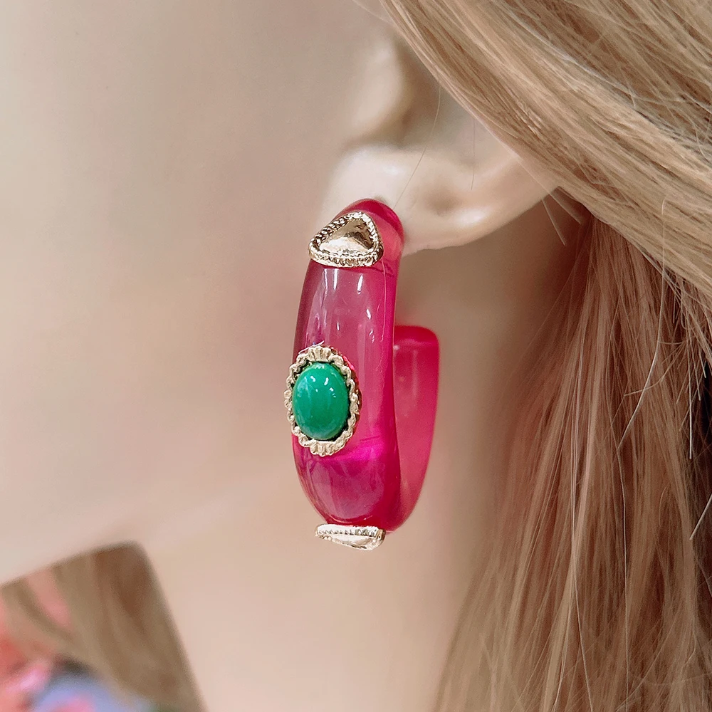 

NeeFuWoFu Big Ear Hook Resin Earring For Woman Candy Color Large Brinco Acetic Acid Oorbellen jewelry wholesale