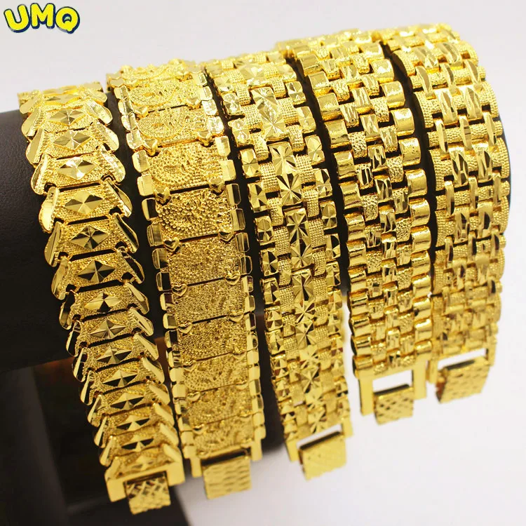 

Mens Jewelry Hip Hop Style Solid Yellow Gold Filled Mens Bracelet Wrist Chain Link 8.3 Inches Fashion Accessories Gift