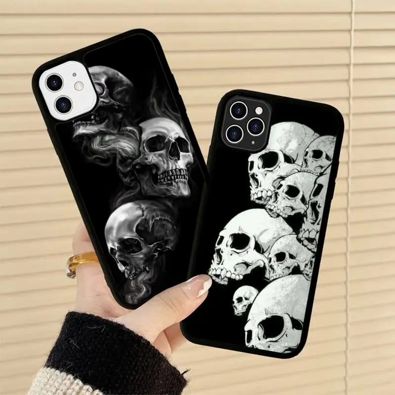 

Horror Skull Phone Case Silicone PC+TPU Case for iPhone 11 12 13 Pro Max 8 7 6 Plus X SE XR Hard Fundas