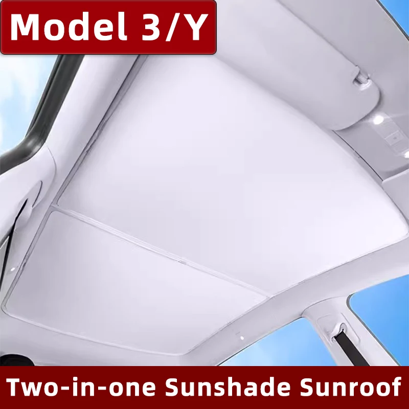 

New Nano Material Two-in-one Sunshade Sunroof For TESLA 2019-2022 2023 Model3 and ModelY Segmented Sky Curtain Car Accessories