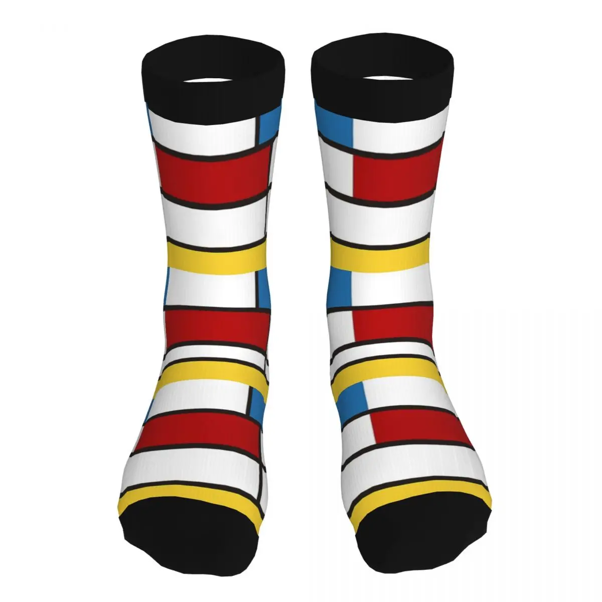 

Men's Mondrian De Stijl Modern Art Thick Contrast Color Socks 5% Spandex Clothing Crew Abstract Art Middle Tube Socks