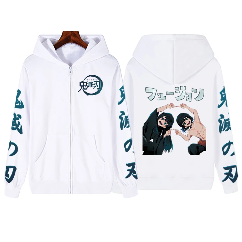 

Funny Anime Akaza Tokitou Muichirou Print Zipper Hoodie Men Women Harajuku Demon Slayer Autumn Spring Sweatshir Coat Unisex