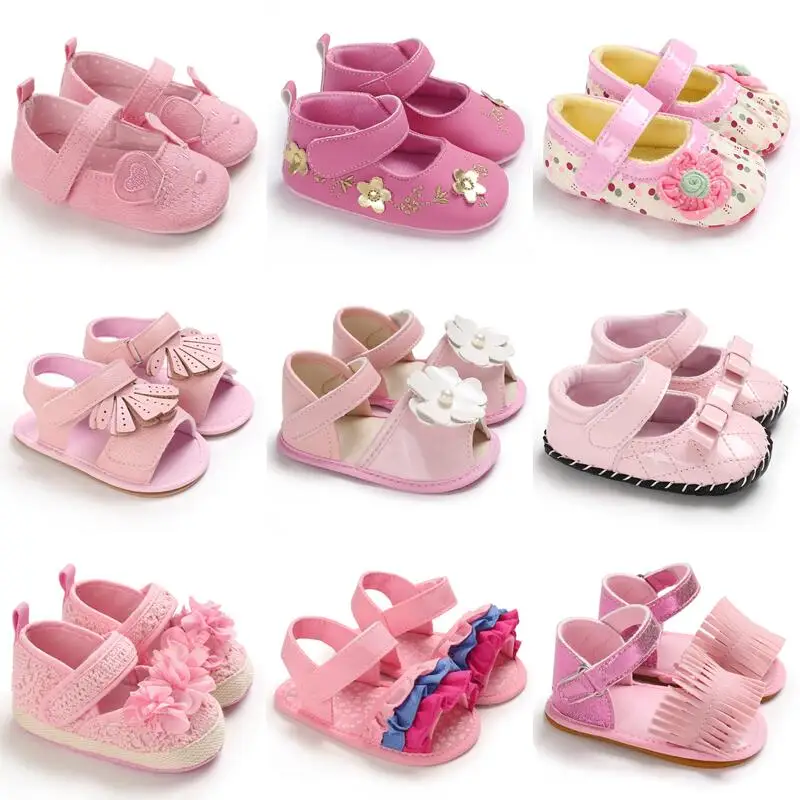 

Классические модные розовые туфли для новорожденных, Нескользящие тканевые туфли для девочек, Элегантные повседневные туфли принцессы, обувь для первых прогулок