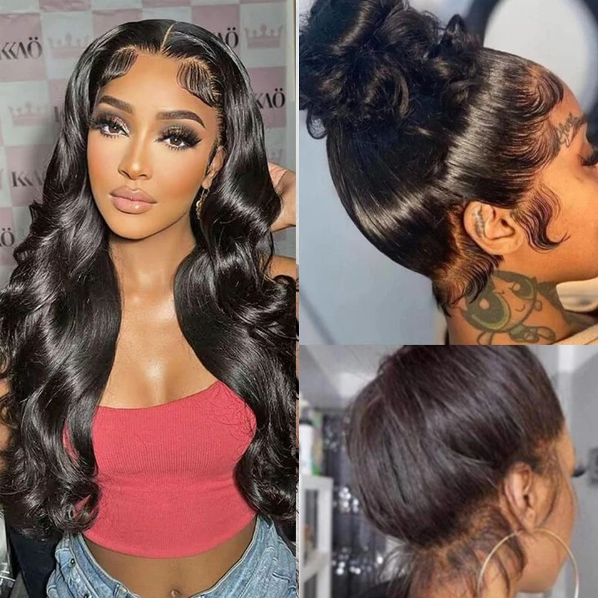 Body Wave Full Lace Human Hair Wigs Lace Frontal Wigs 150% D