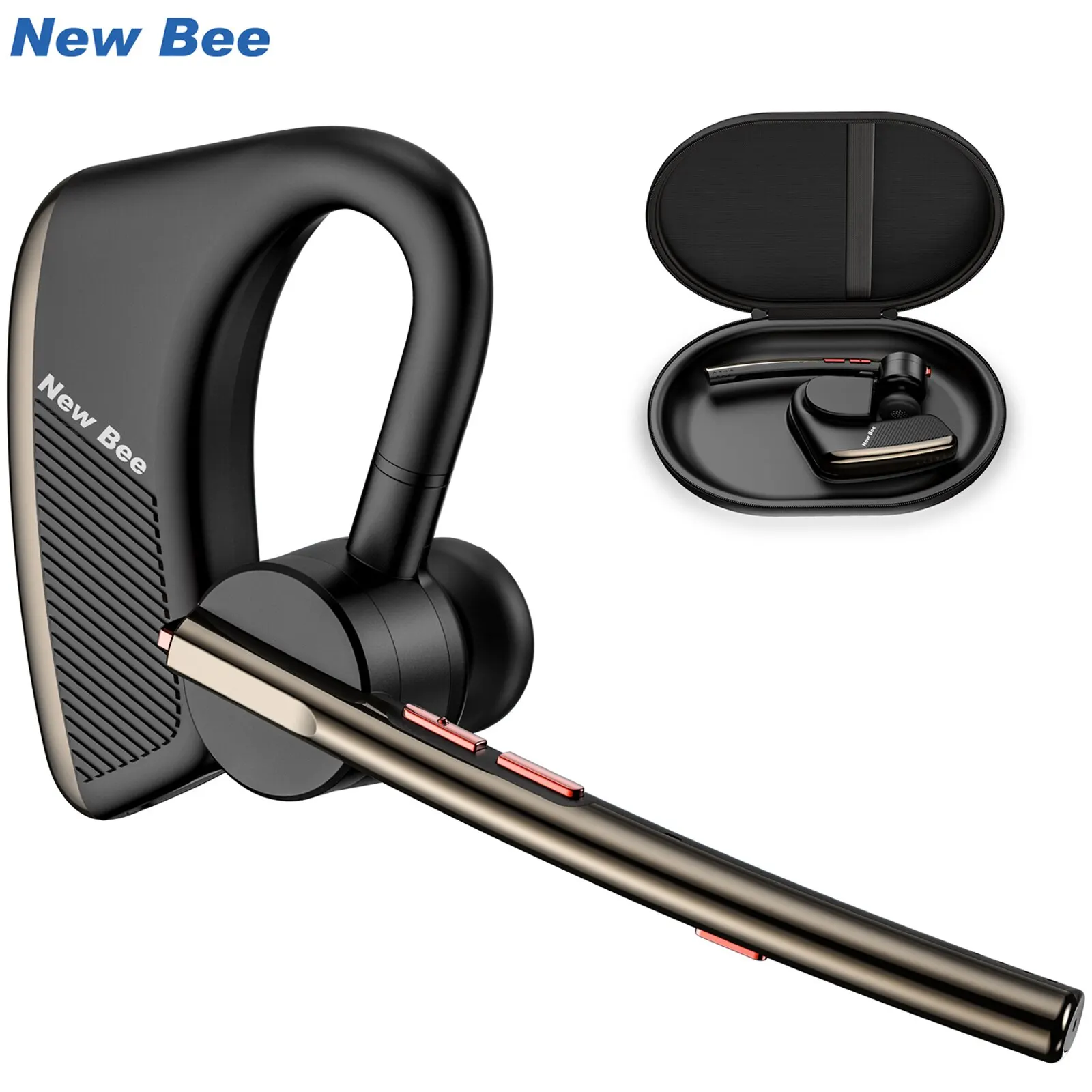 Bluetooth-гарнитура New Bee M50, наушники с двойным микрофоном, время разговора 24 часа, 5.2, Hands-Free-гарнитура CVC8.0