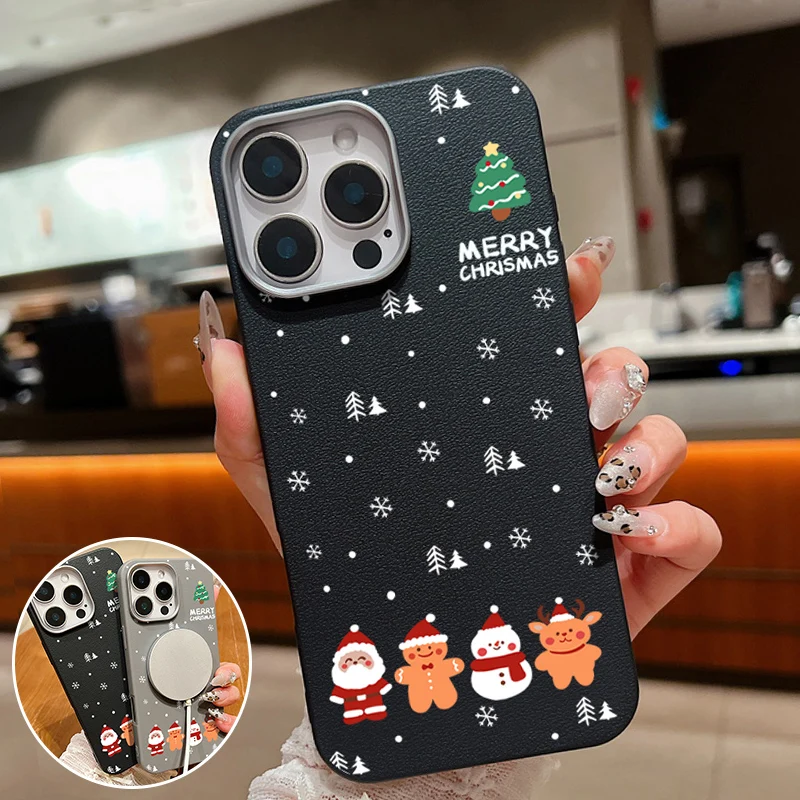 Мягкий чехол из ТПУ с текстурой кожи для Magsafe iPhone 16 15 Pro Max 14 Plus 13 12 11 подарок на