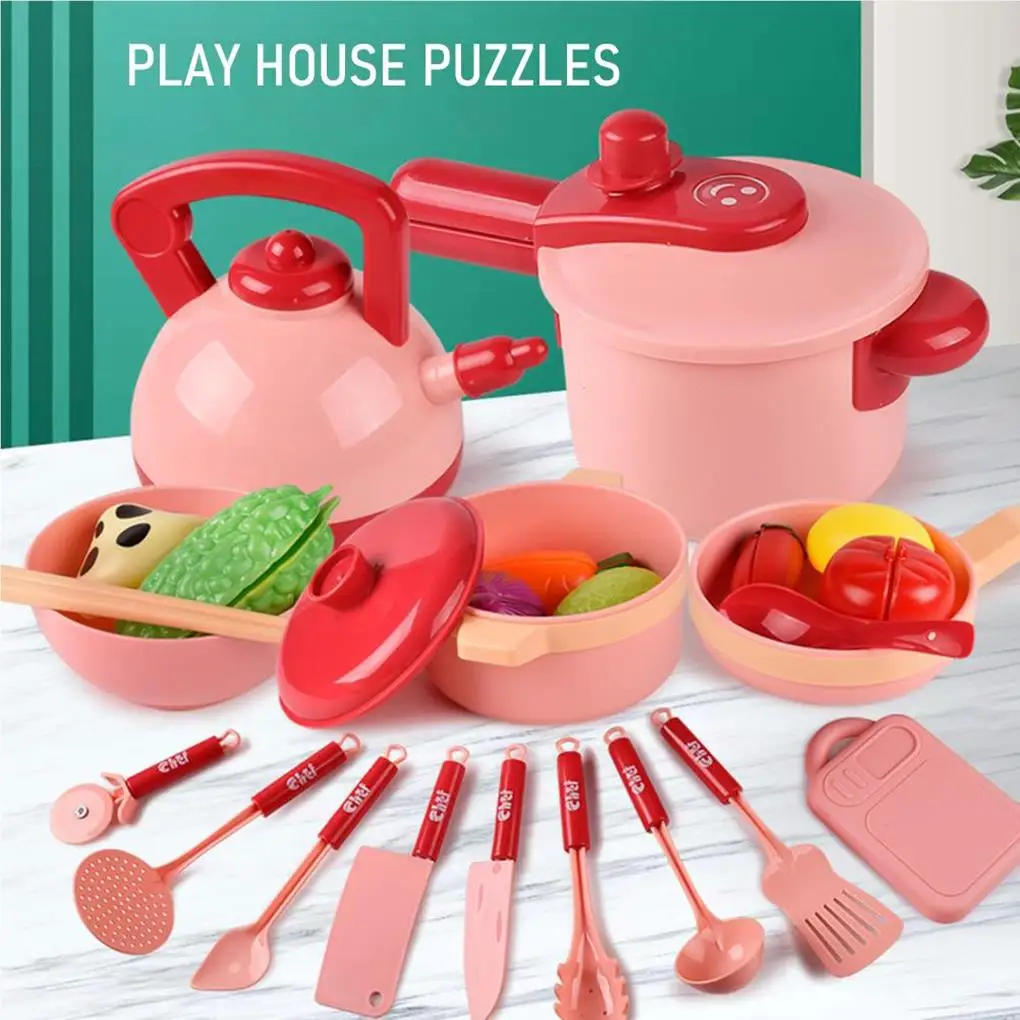 

Kitchenware Pretend Toy Set Exquisite Cookware Plaything Children Cooking Playthings Boys Girls Simulation Toys Pink