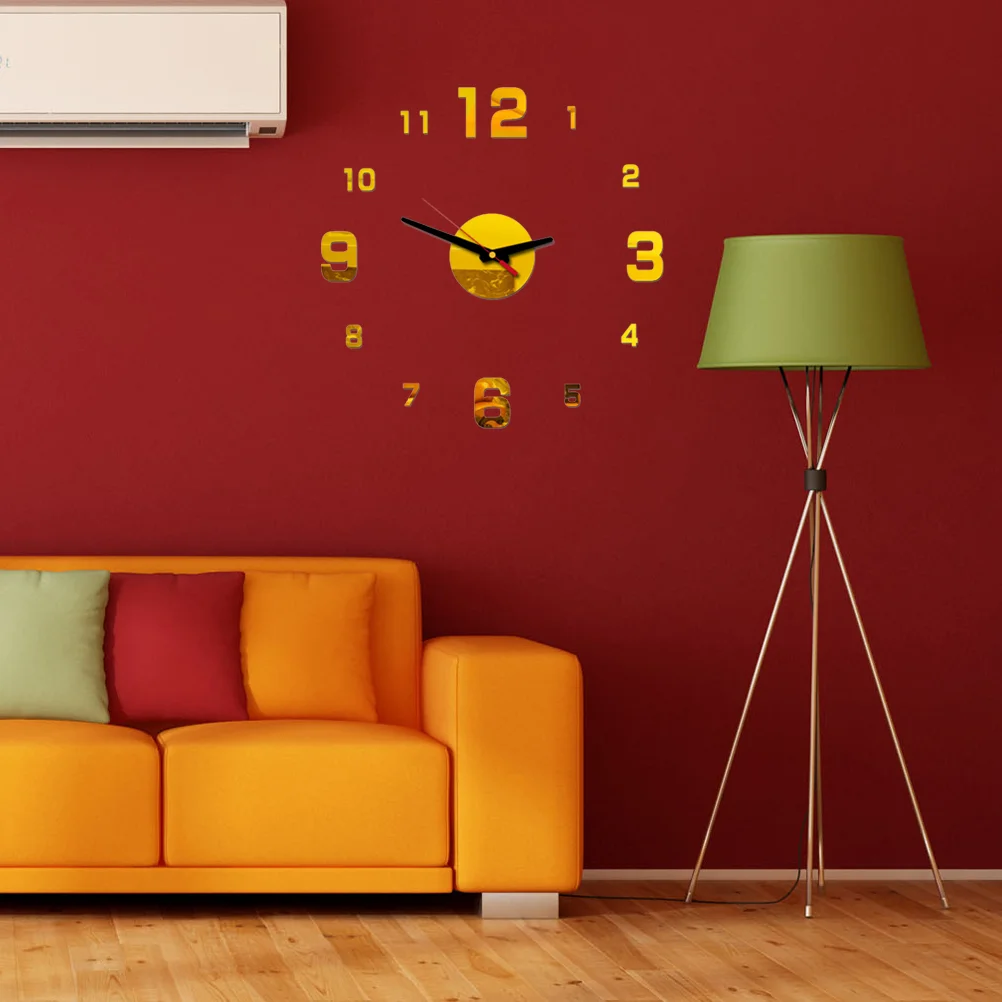 Безрамные настенные часы сделай сам клейкие цифры современные бесшумные 3D