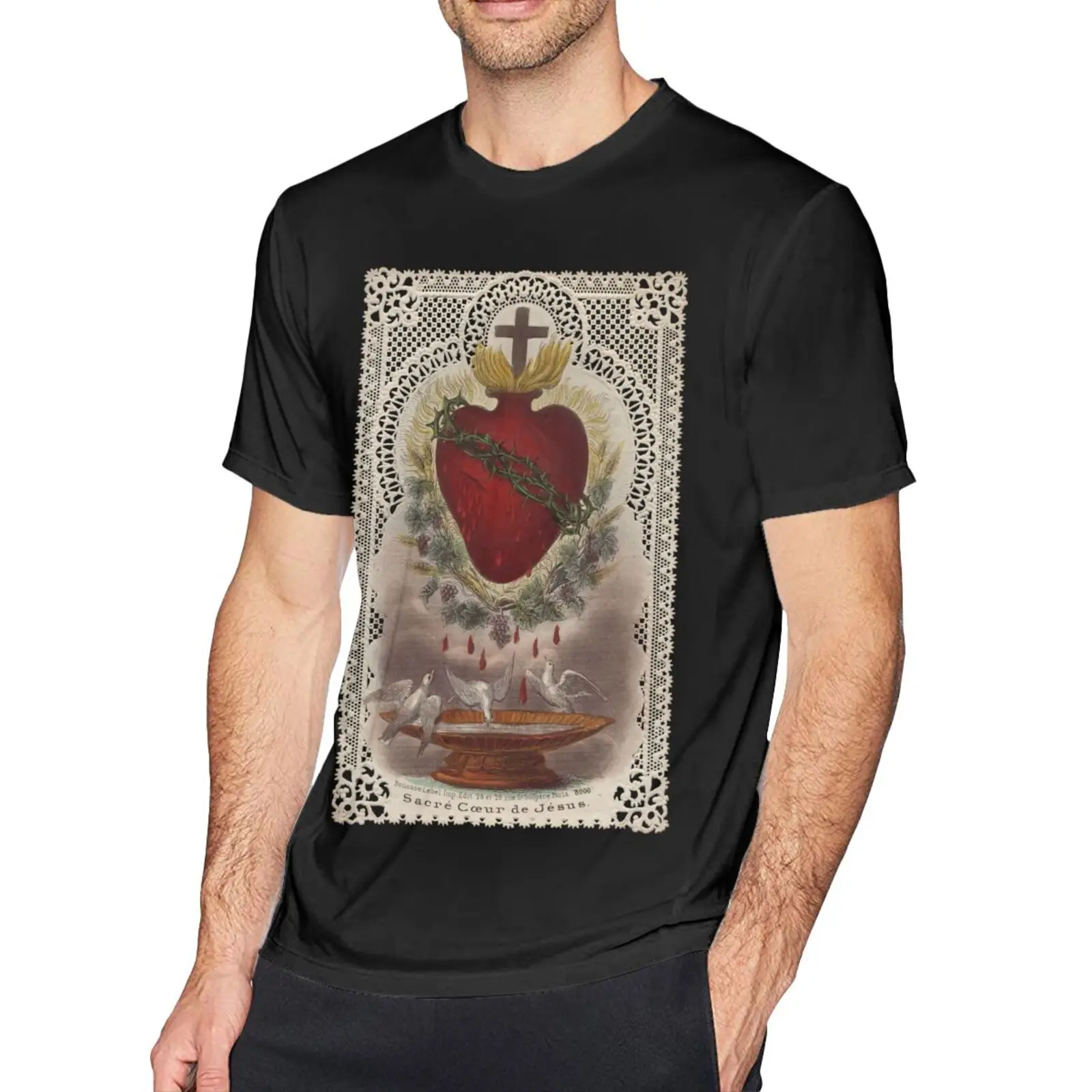 

Футболка мужская оверсайз с изображением Священного Сердца Иисуса Христа, 4345