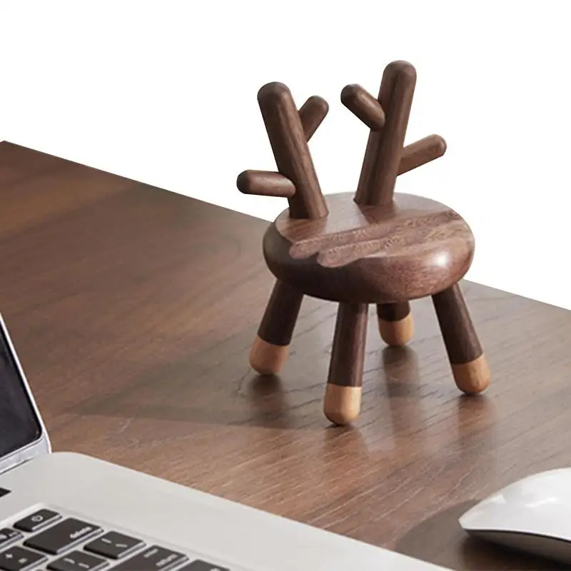 

Cute Cell Phone Holder Wooden Antlers Phone Stand Non-slip Thick Case Friendly Phone Holder Stand For Smartphone And Tablet