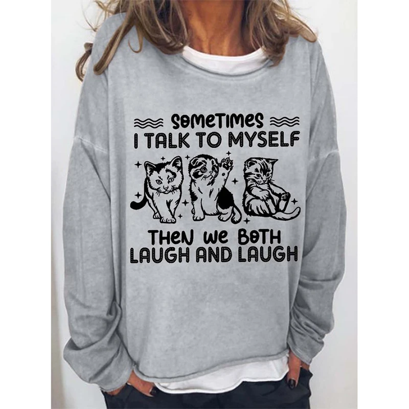 

Rheaclot иногда я разговариваю с собой, тогда мы Bot Печать Женская Повседневная хлопковая толстовка с длинным рукавом