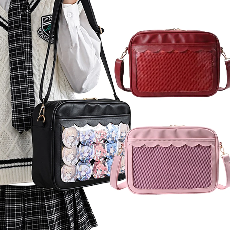

Lolita JK Uniform ItabagGirl Students Shoulder Crossbody Bag PU Leather Transparent Messager Bag Christmas Gift