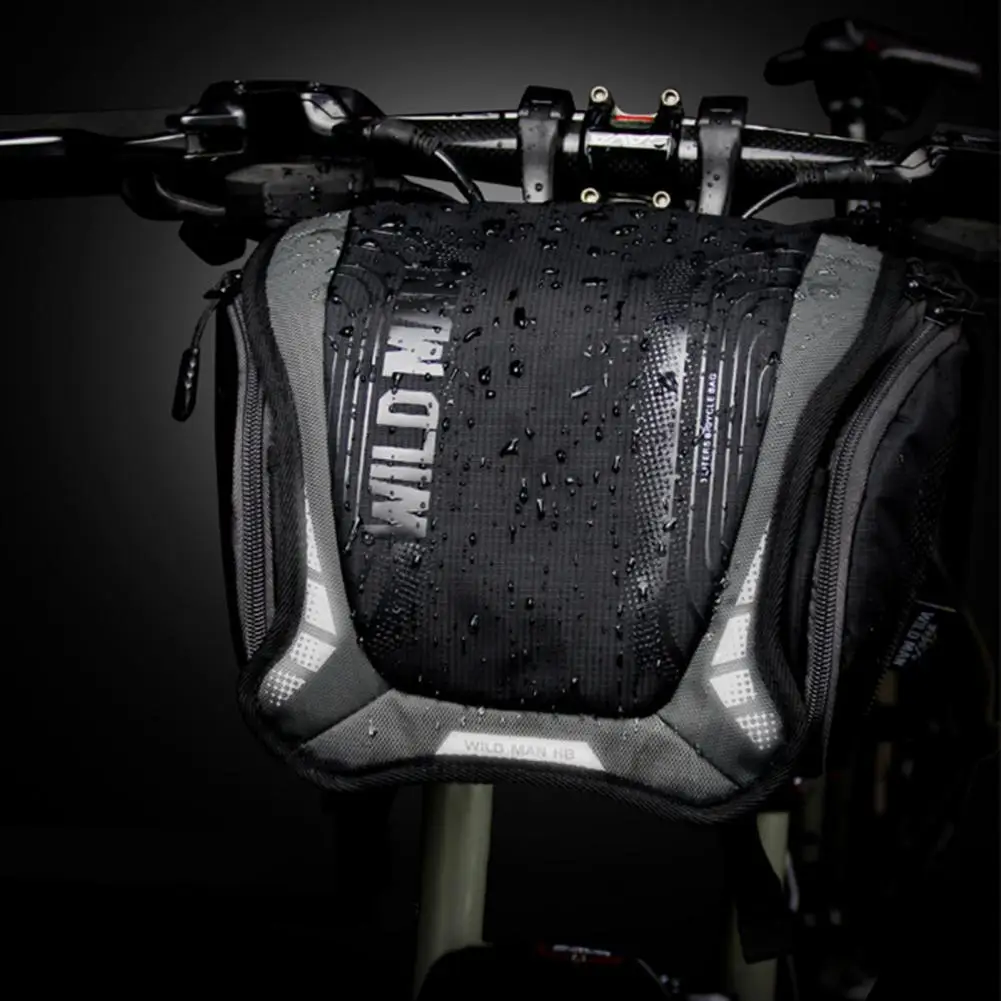 

WILD MAN-H8 Bicycle Bag Panniers Reflective Design Waterproof Portable Bike Handlebar Pouch Camera Bag for Riding