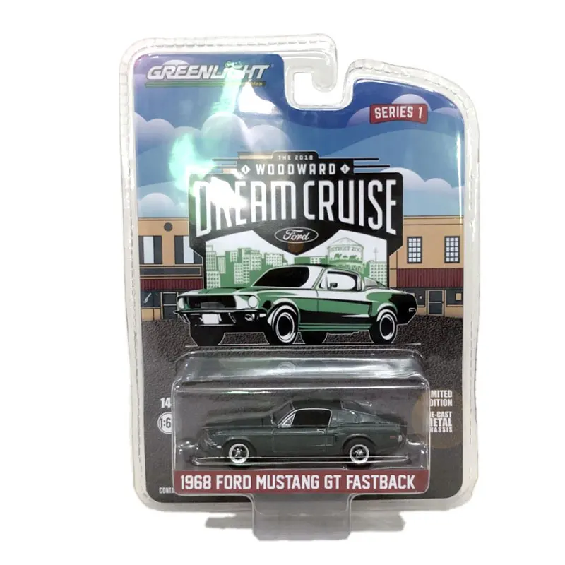 

Литой автомобиль GreenLight масштаб 1/64, игрушки 1968 Ford Mustang GT Fastback, литой металлический автомобиль, модель игрушки для мальчиков, детская коллекция