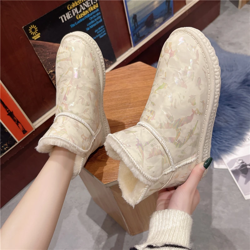 Snow Boots Women Winter 2022 New Plus Velvet Woman Shoes Warm Boots Thick Cotton Shoes Furry Black Women Boots Botas De Mujer
