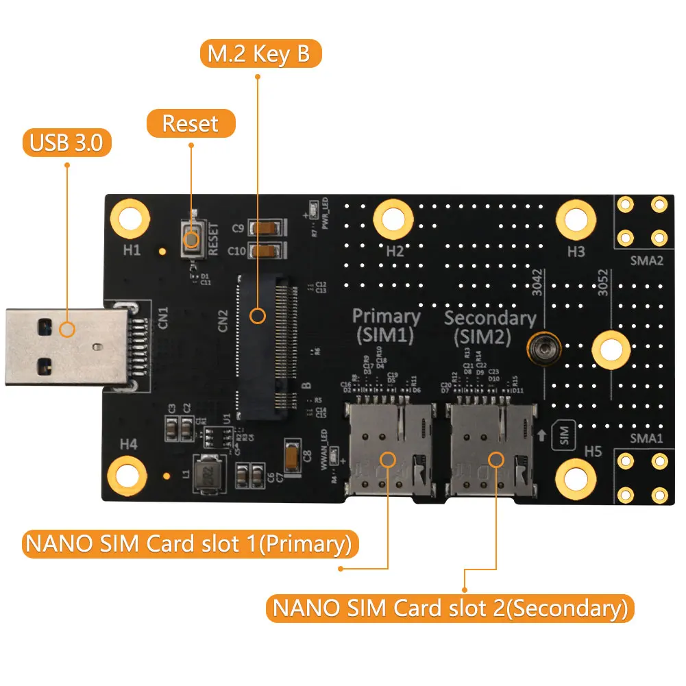 Новый адаптер M.2 M2 на USB 3 0 преобразователь считыватель карт слоты для двух SIM-карт