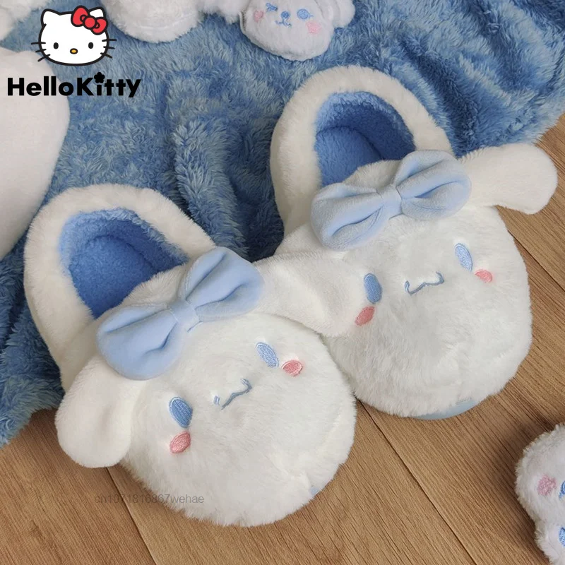 

Sanrio Cinnamoroll Sweet Y2k Повседневные Симпатичные женские хлопковые тапочки в Корейском стиле зимние теплые хлопковые тапочки для спальни пары