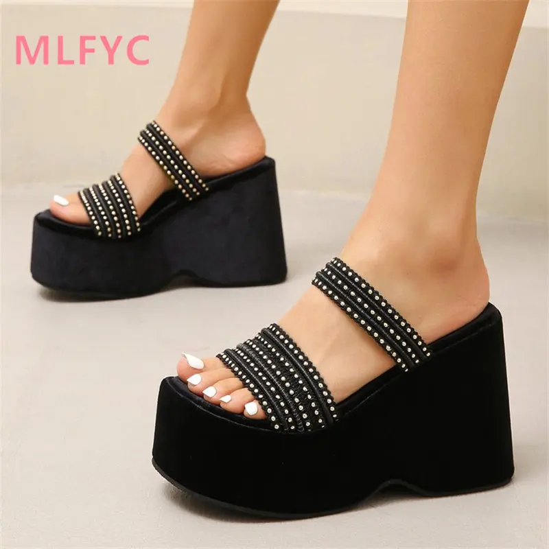 

2023 summer new style muffin thick bottom waterproof platform sandals women fashion wear high heel high rise female slippers