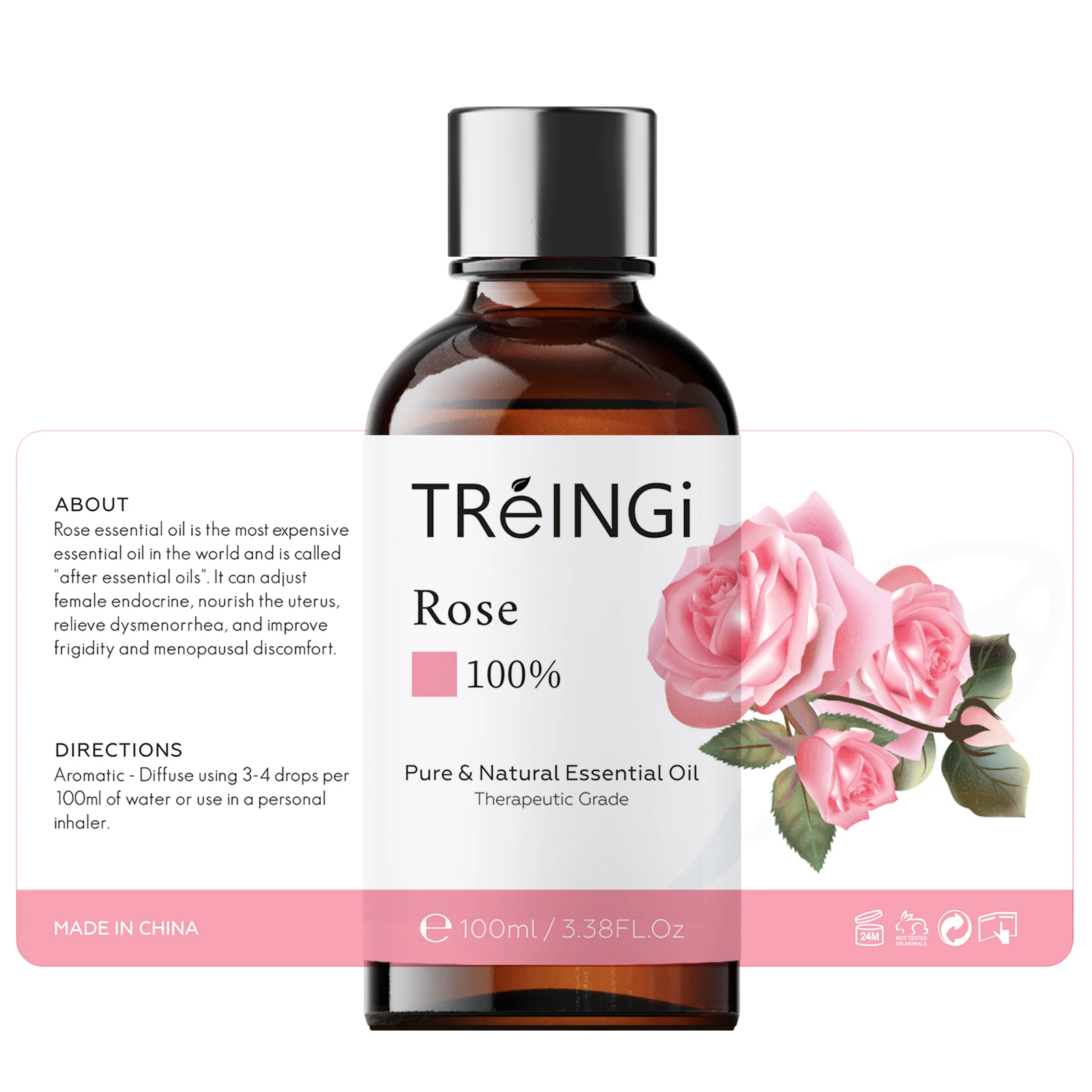 Therapeutic Grade Pure Natural Rose Essential Oils for Skin Care Massage Diffuser Jasmine Eucalyptus Mint Vanilla Tea Tree Oil |