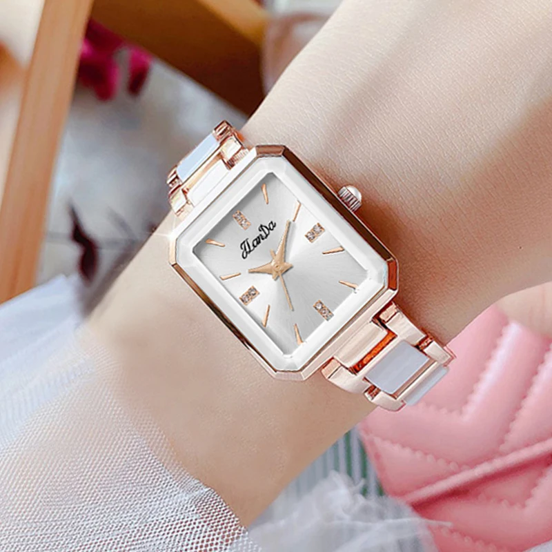 JLANDA 2023 Fashion Square Black Dial Ladies Exquisite Atmosphere Luxury Quartz Watch Stainless Steel Strap Waterproof Watches