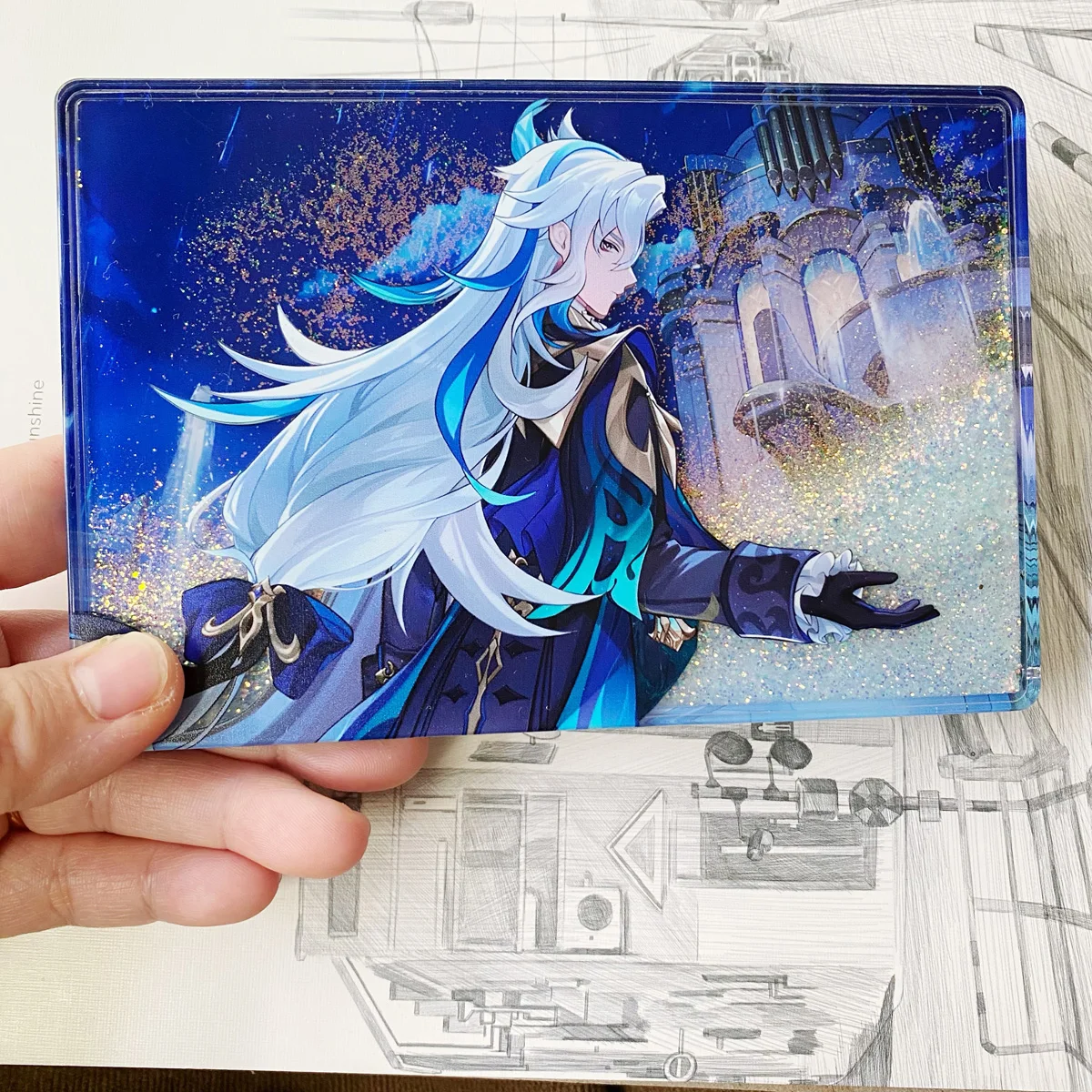 Аниме игра Genshin Impact Neuvillette акриловый зыбучий песок маджонг настроить акриловые