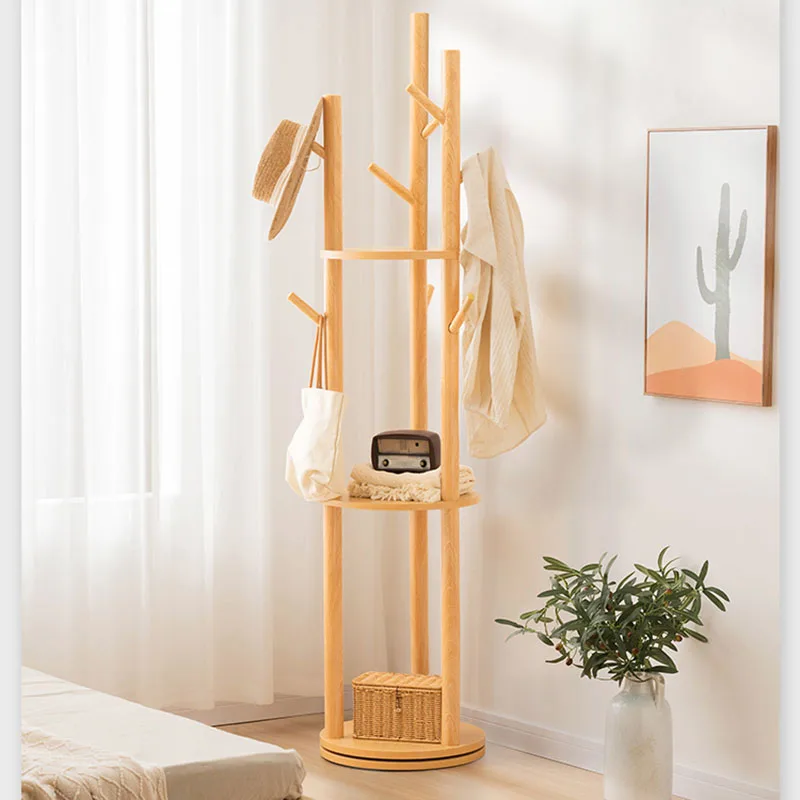 

Italian Wooden Clothe Rack Adult Hanging Hat Simple Porch Clothes Rack Rotatable Support Bedroom Perchero Pie Home Furniture