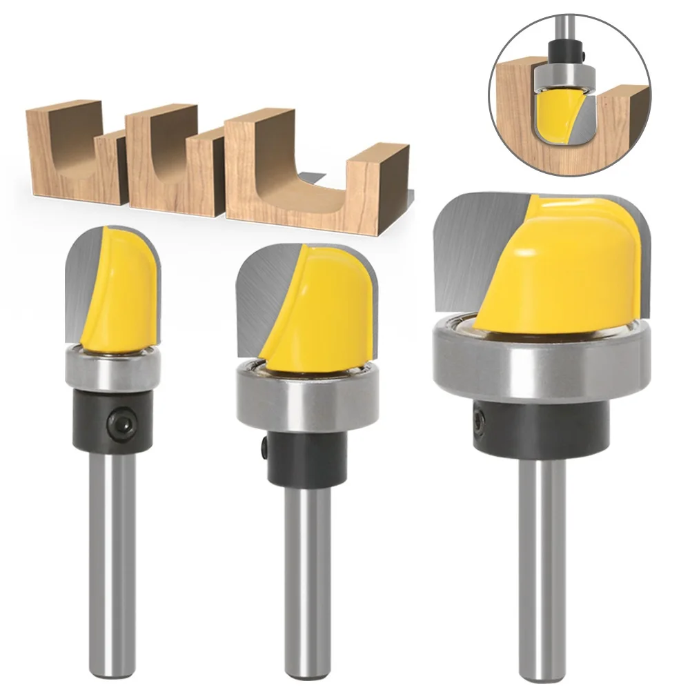 

3PCS 6mm/6.35mm Shank Bowl and Tray Router Bit Round Nose Milling Cutter Woodworking Corner Rounding Router Bit