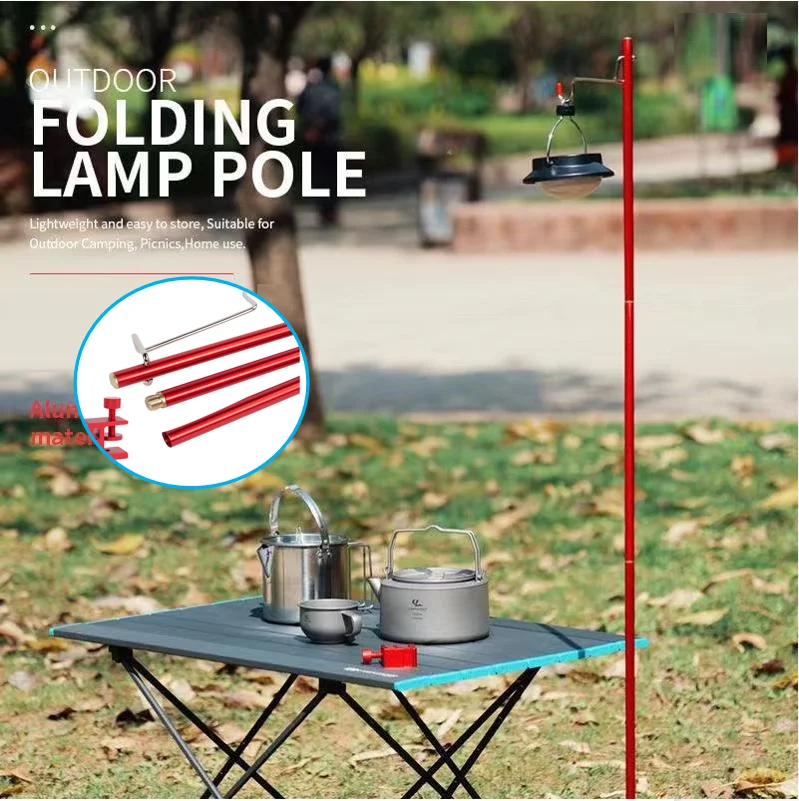 Outdoor Camping Aluminum Alloy Portable Lamp Rack Picnic Light Hanger Camping Equipment Folding Lamp Bracket Camping Supplies
