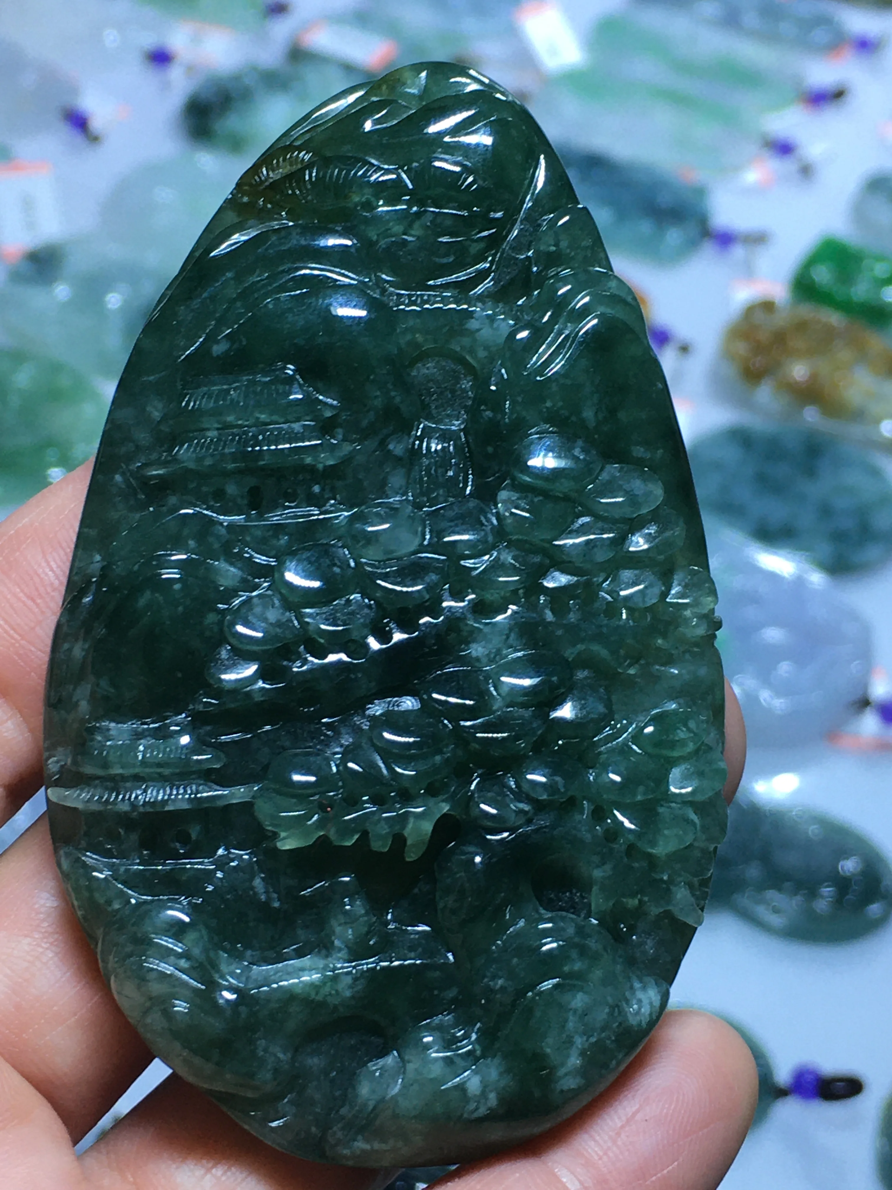 

Natural 7A Myanmar green jade landscape green jade pendant jade necklace pendants jewelry jade necklaces for women men