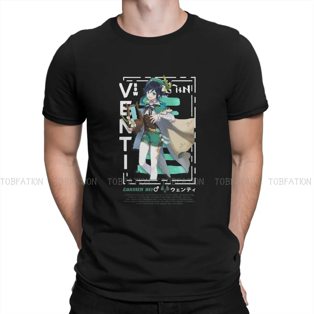

Cute Venti TShirt For Male Genshin Impact Online Role Playing Game Fashion Camisetas Fashion T Shirt Homme Printed Loose
