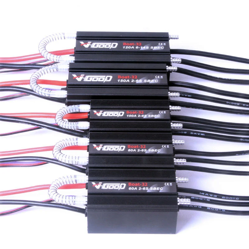 

Лодка VGOOD 32 32BIT 60A 80A 100A 150A 2-6S 120A 6-12S 5,5 V/6A BEC, бесщеточная лодка ESC для радиоуправляемых моделей лодок, запчасти «сделай сам»