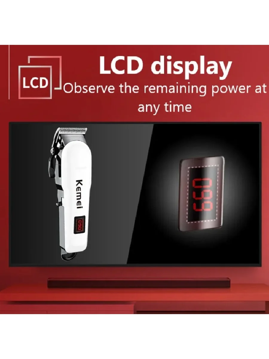 Регулируемая Беспроводная Машинка для стрижки волос со светодиодным дисплеем