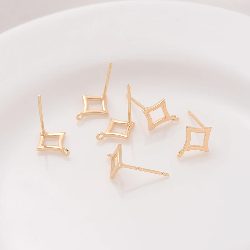 

4 шт., серьги-гвоздики из серебра 925 пробы, 14 к