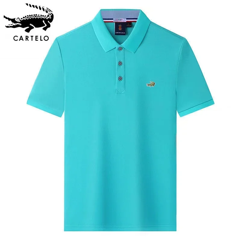 

CARTELO Summer New Men's Lapel Polo Shirt Cotton Embroidered Short Sleeve Casual Business Fashion Slim Fit Polo Shirt for Men