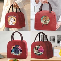 portable lunch bag cooler thermal insulated tote zipper travel picnic food container bags for work lunch box japan cat series