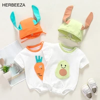 cotton baby girl clothes summer avocado print infant rompers short sleeve newborn born jumpsuit clothes for babieshat 2pce set