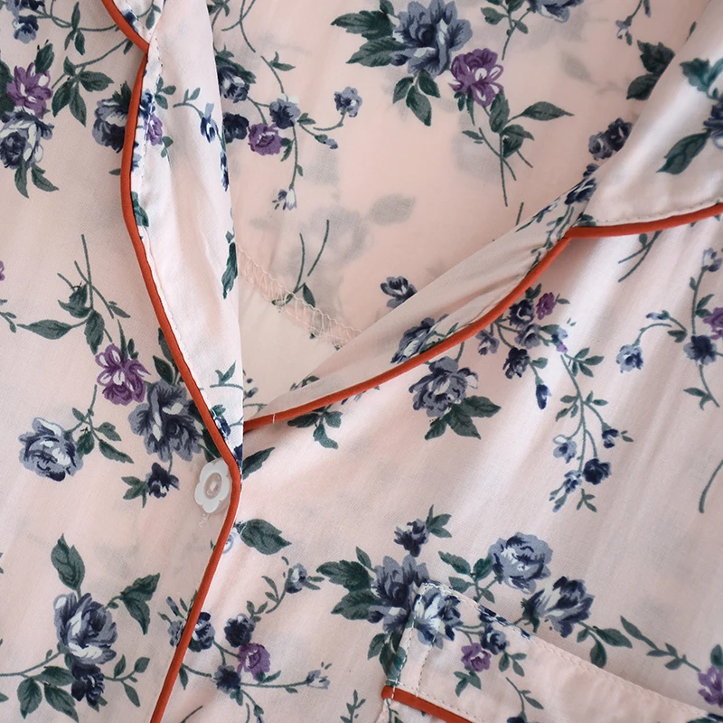 NEW 100% Viscose Women Pajamas Casual Long Sleeve Sleepwear Pajamas Set Flower Printed Spring Summer 2PCS Pyjama Suit