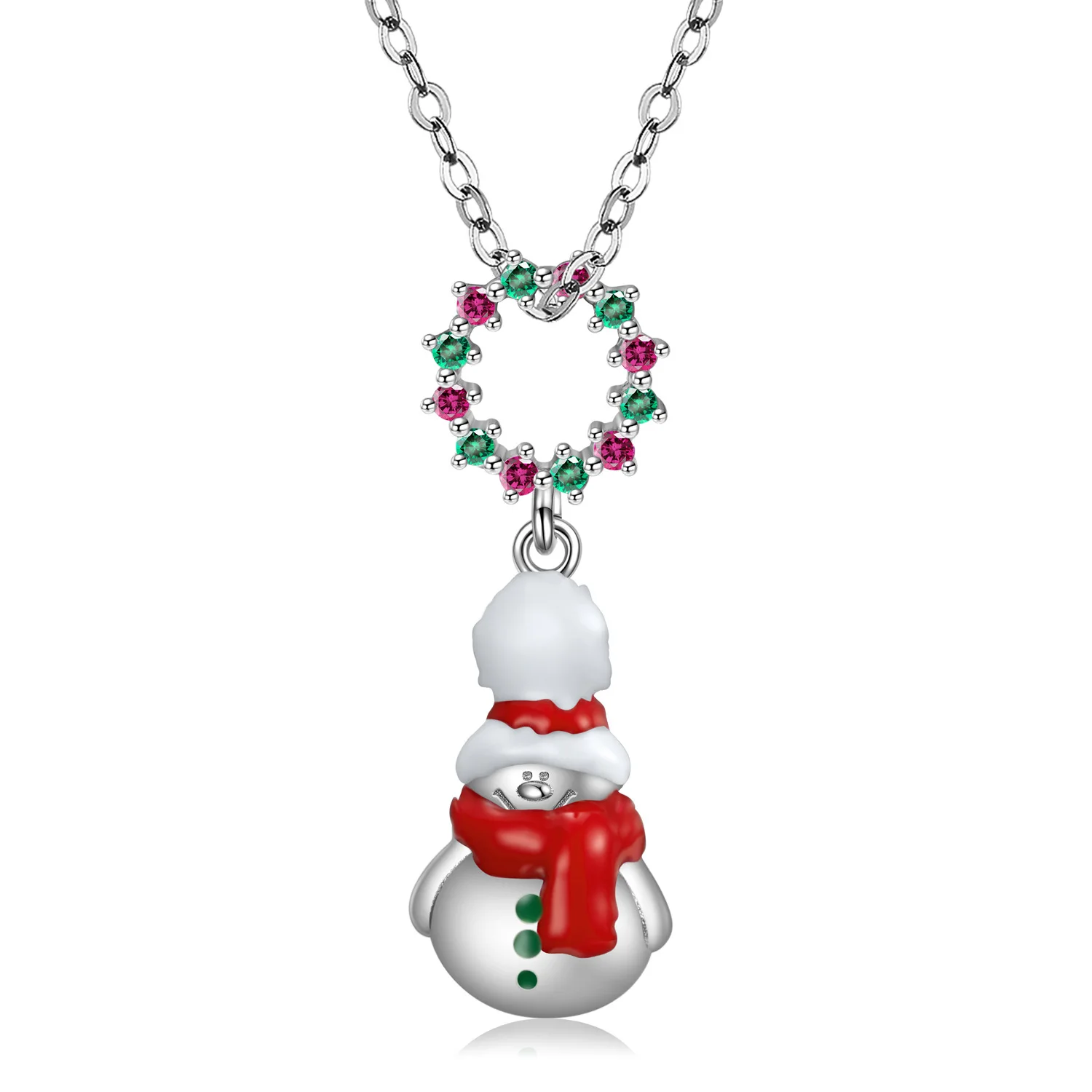 

Luxury S925 Sterling Silver Colorful Zircon Yeti Cute Pendant Necklace for Women Party Fine Jewelry Christmas Gift for Girl